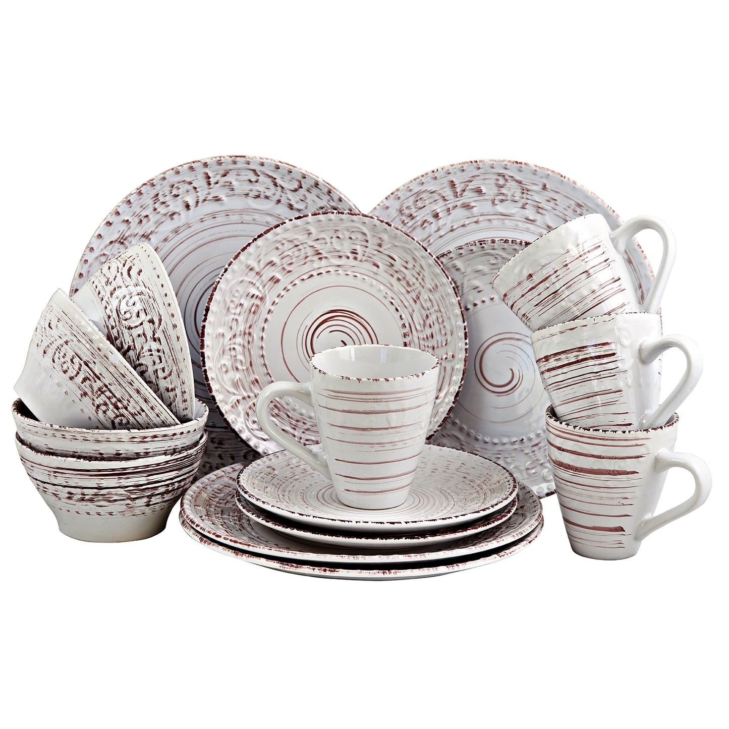 Elama Malibu Sands 16 pc Stoneware Dinnerware Set in Shell