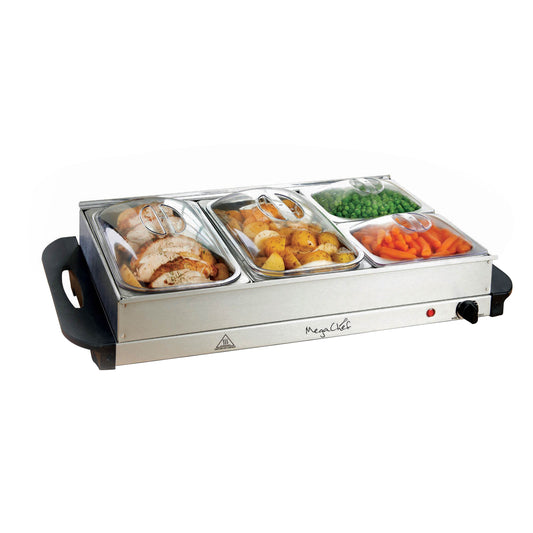 MegaChef Buffet Server Food Warmer w 4 Removable Sectional Trays Heated Portable