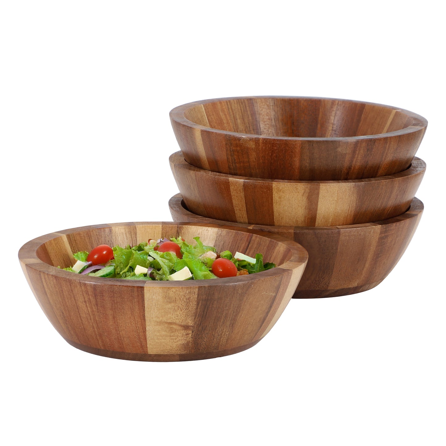 MegaChef 4 Piece Acacia Wood 7" Bowl Set