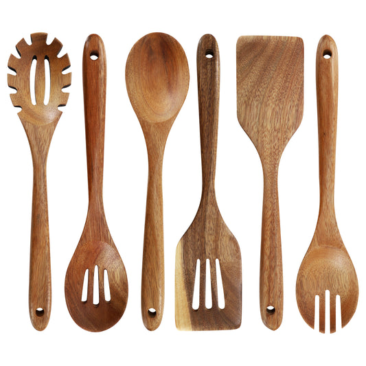 MegaChef 6 Piece Acacia Wood Kitchen Utensil Set