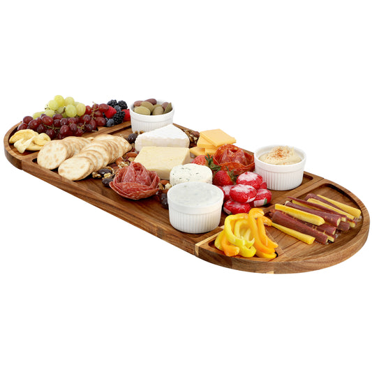MegaChef 3 Piece Acacia Wood Cutting Board w Maganitized Serving Board Platter