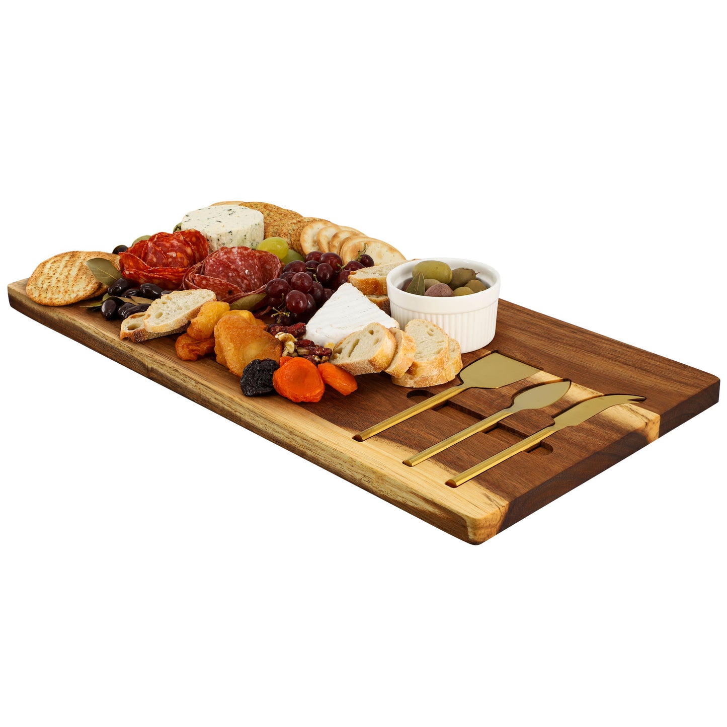 MegaChef 21 x 11" Acacia Wood Cheese Board w 3 Piece Knife  Set