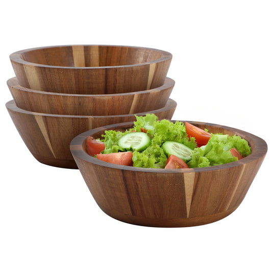 MegaChef 4 Piece 6.75" Acacia Wood Salad Bowl Set