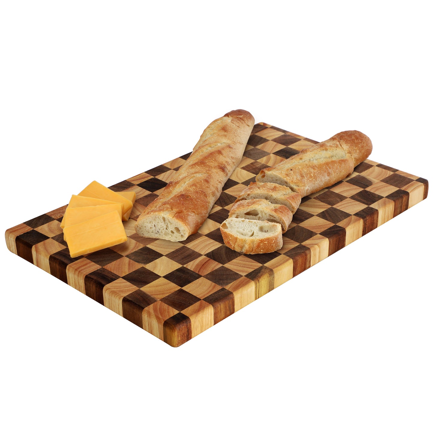MegaChef 16.5 x 10.5" Acacia Wood & Rubber Wood Checkered Cutting Board