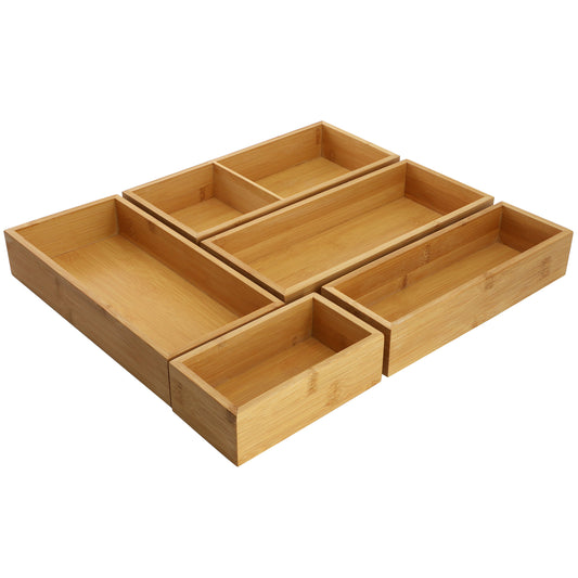 MegaChef 5 Piece Bamboo Storage & Organization Trays