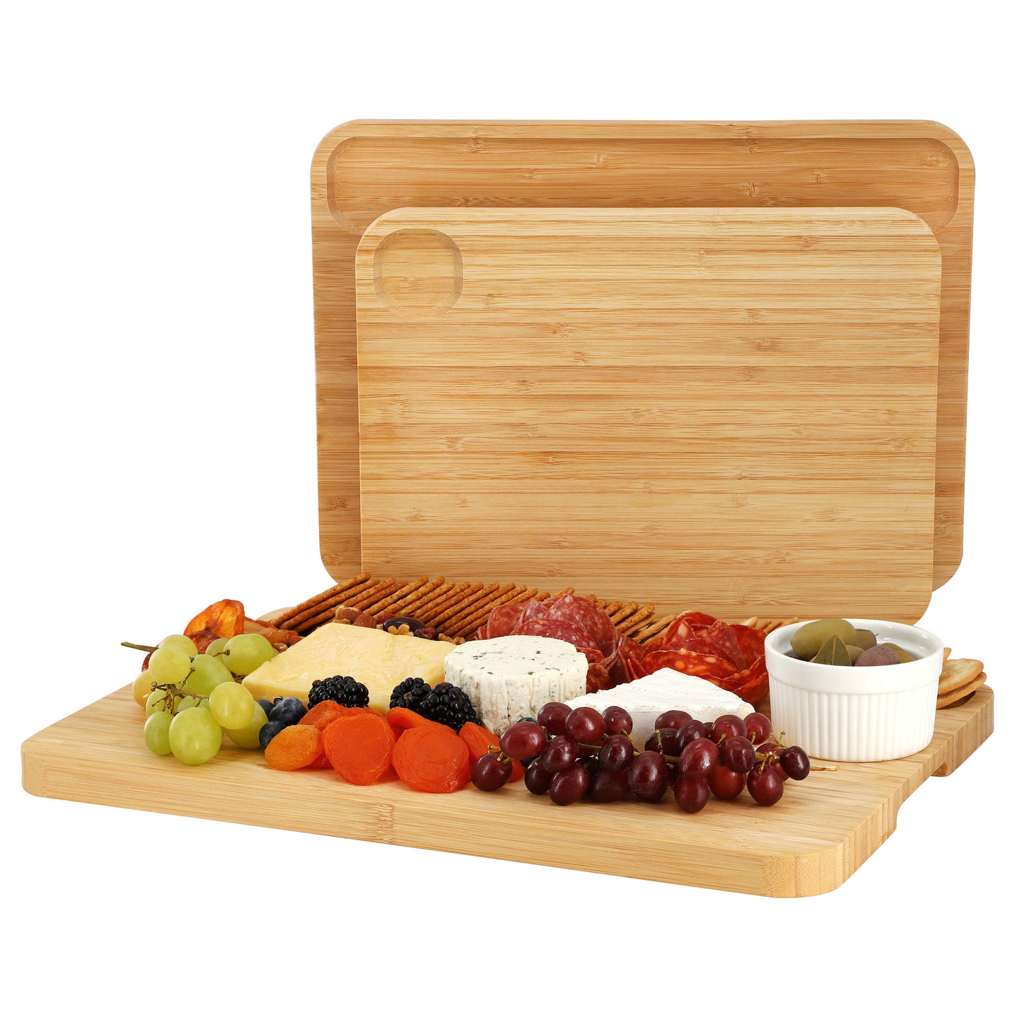 MegaChef 3 Piece Bamboo Cutting Prep & Serving Boards