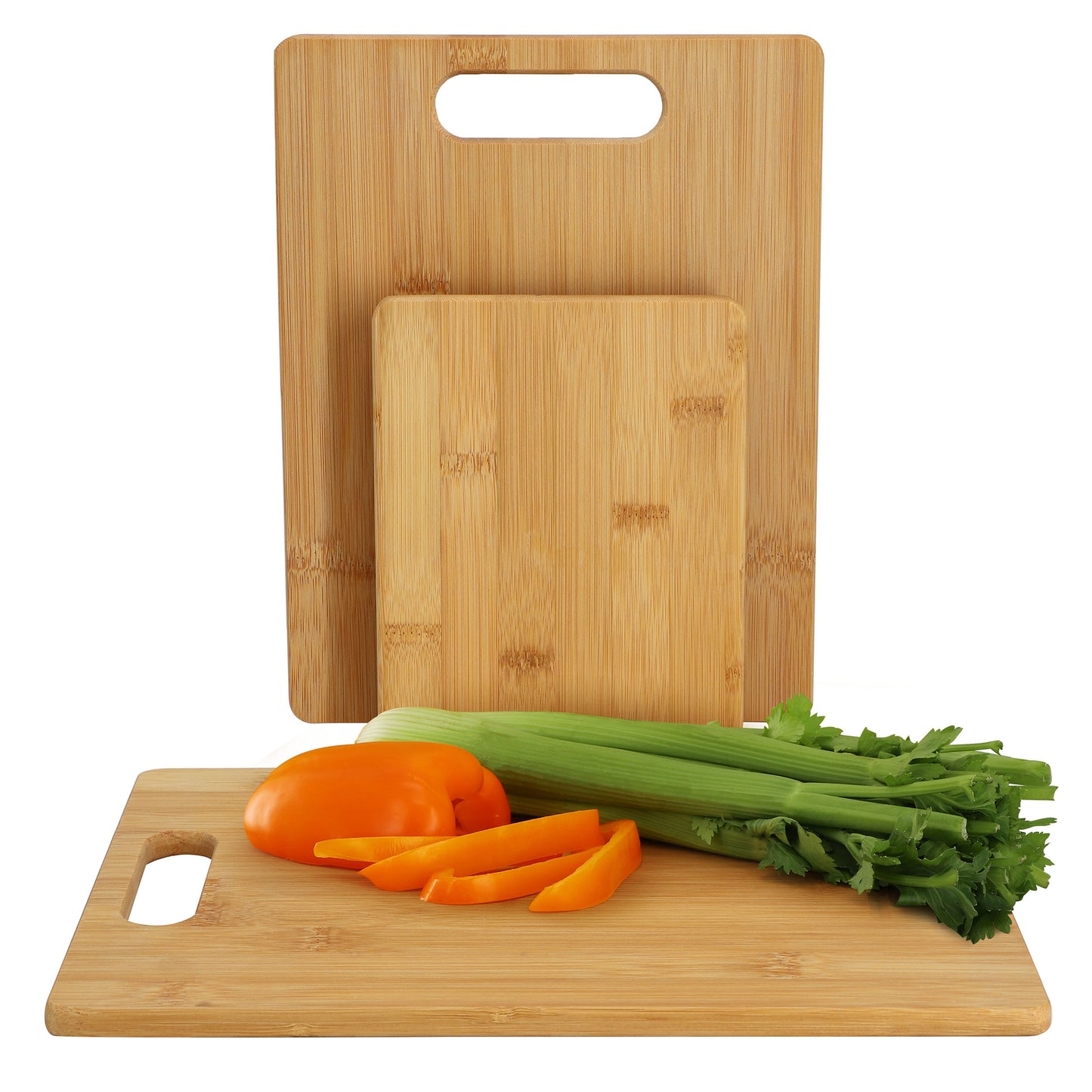 MegaChef 3 Piece 8" 11" & 13" Bamboo Wood Cutting Board Set