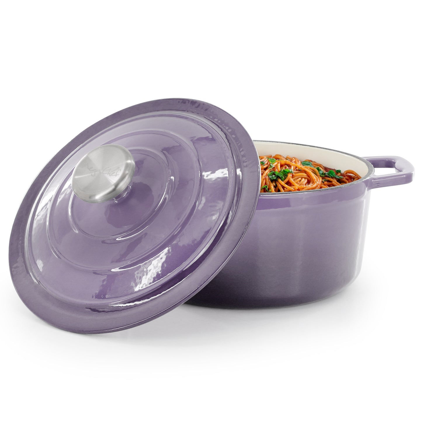MegaChef 2.7 qt Round Enameled Cast Iron Casserole in Gradient Purple
