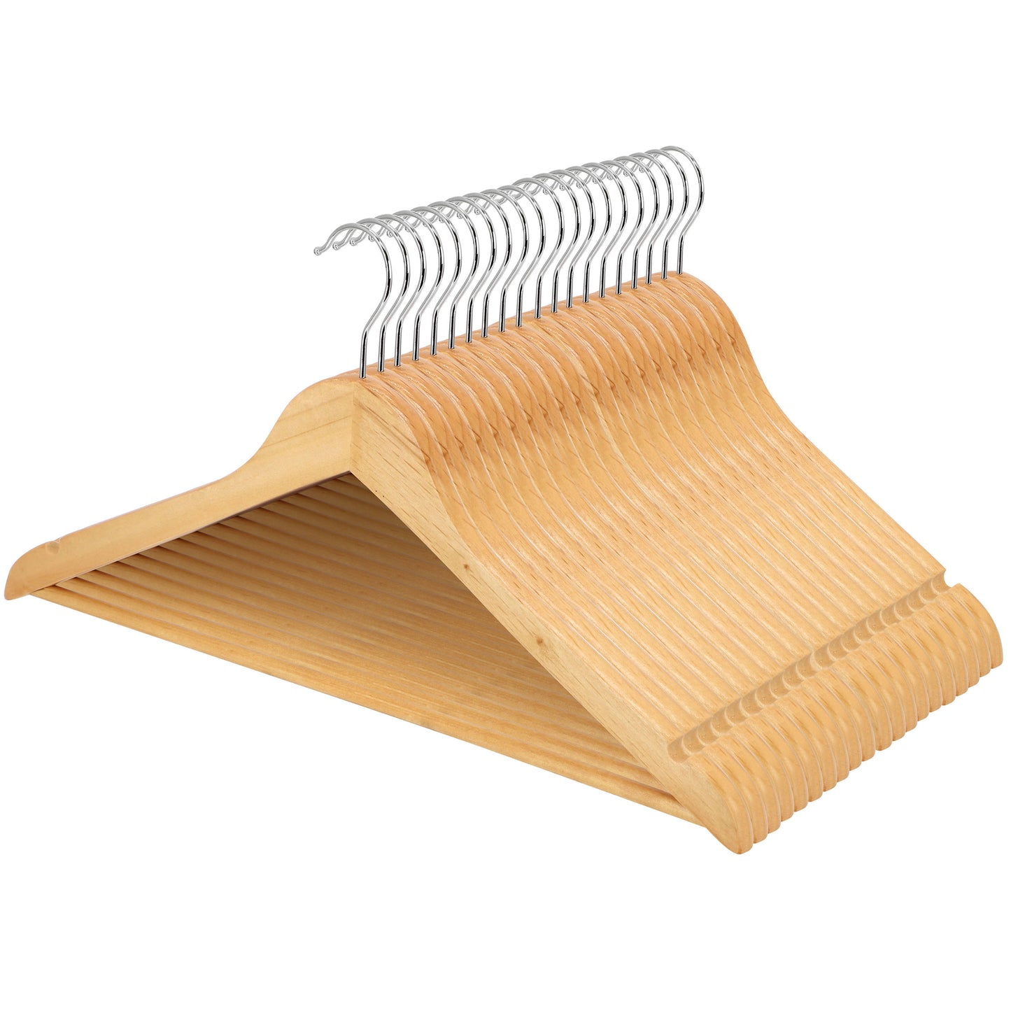 MegaChef 20 Piece Acacia Wood Swivel Hook Hanger Set Light Brown