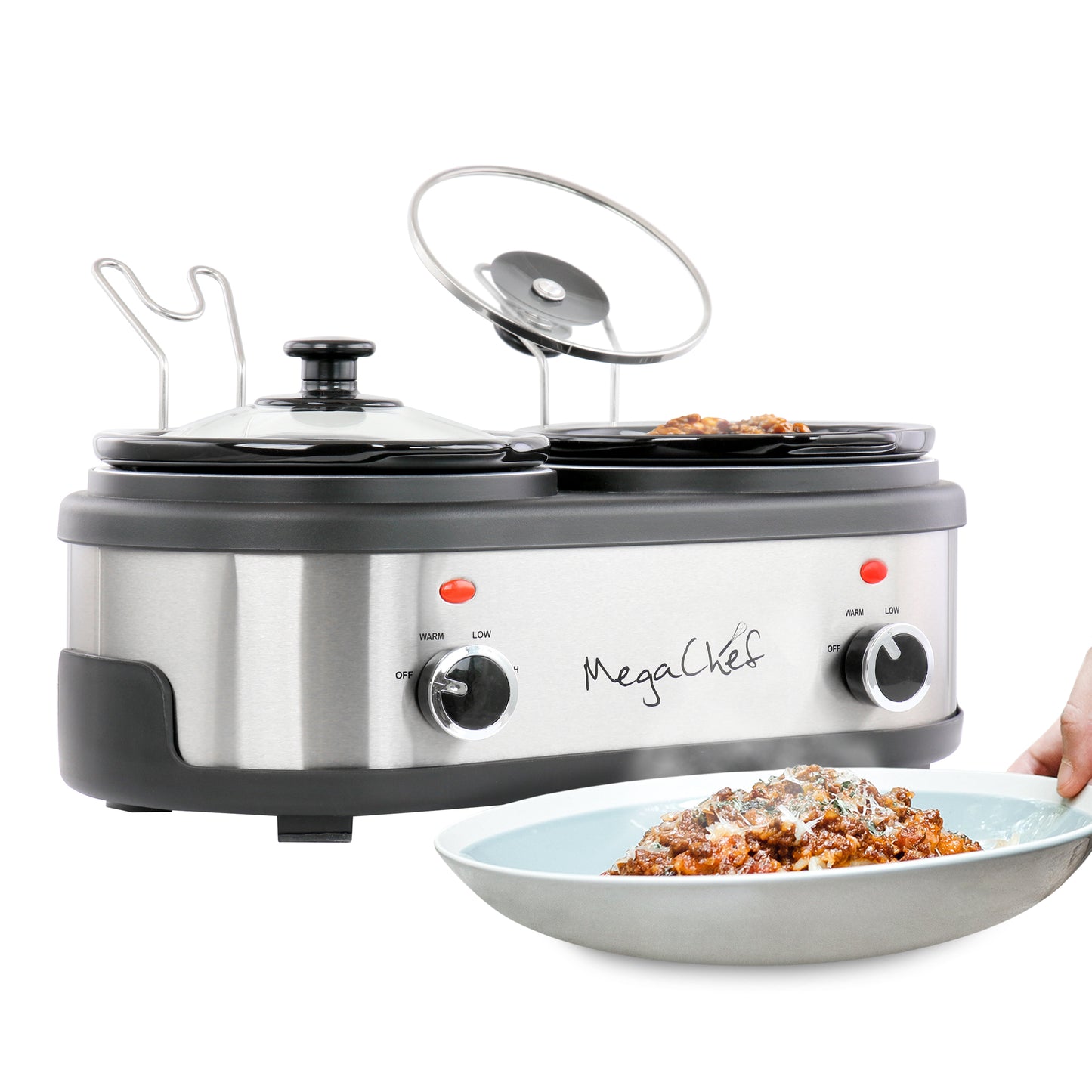 MegaChef Dual 1.5 Qt Crock Buffet Slow Cooker