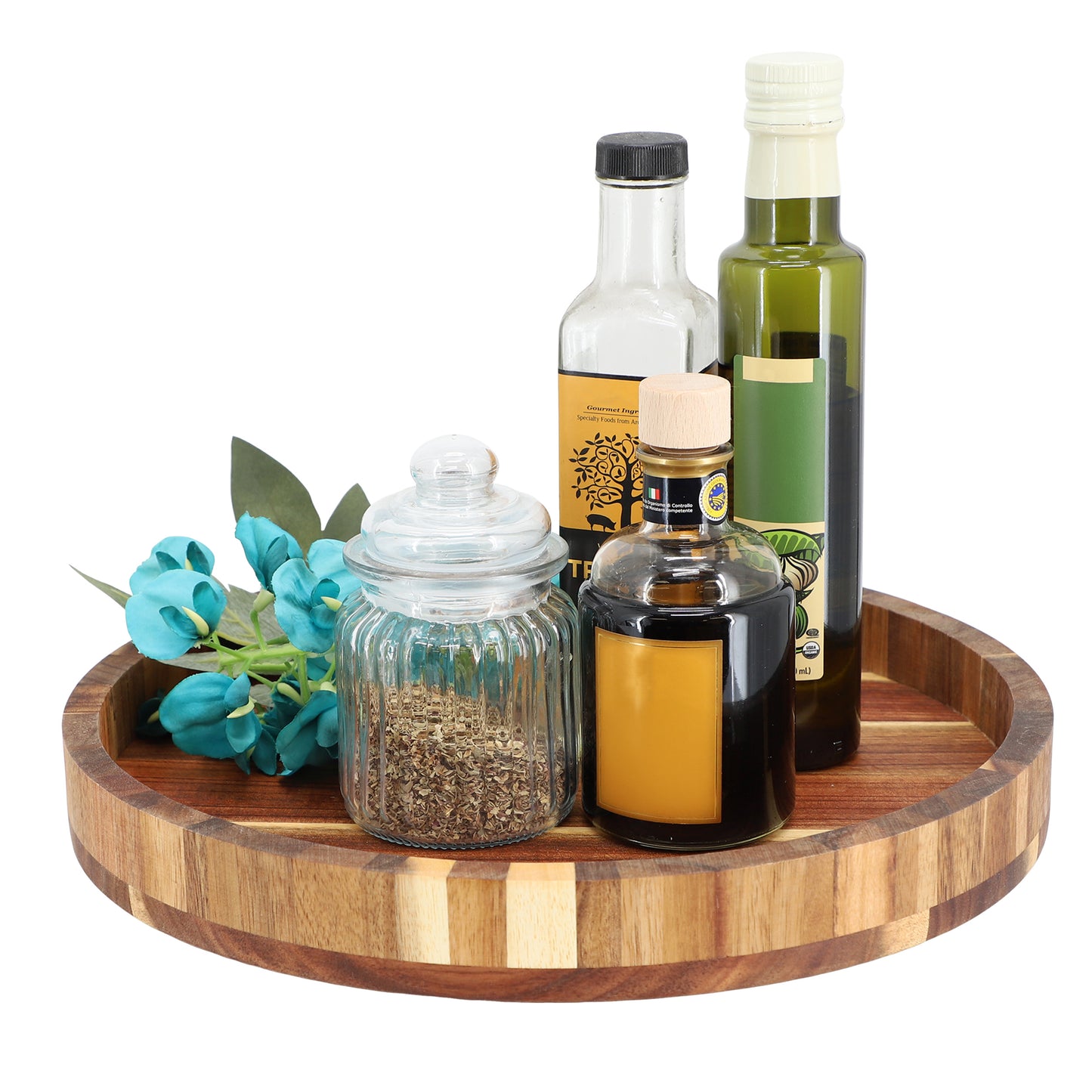MegaChef 13" Acacia Wood Lazy Susan Tray