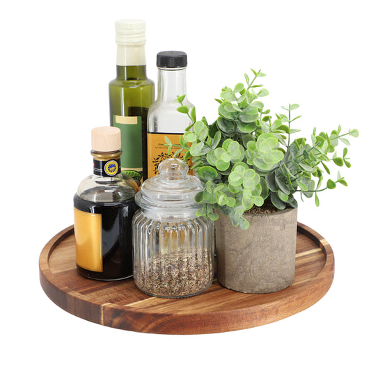 MegaChef 12" Acacia Wood Lazy Susan Tray