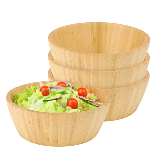 MegaChef 4 Piece 8" Bamboo Wood Salad Bowl Set