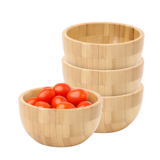 MegaChef 4 Piece 4.75" Bamboo Wood Salad Bowl Set