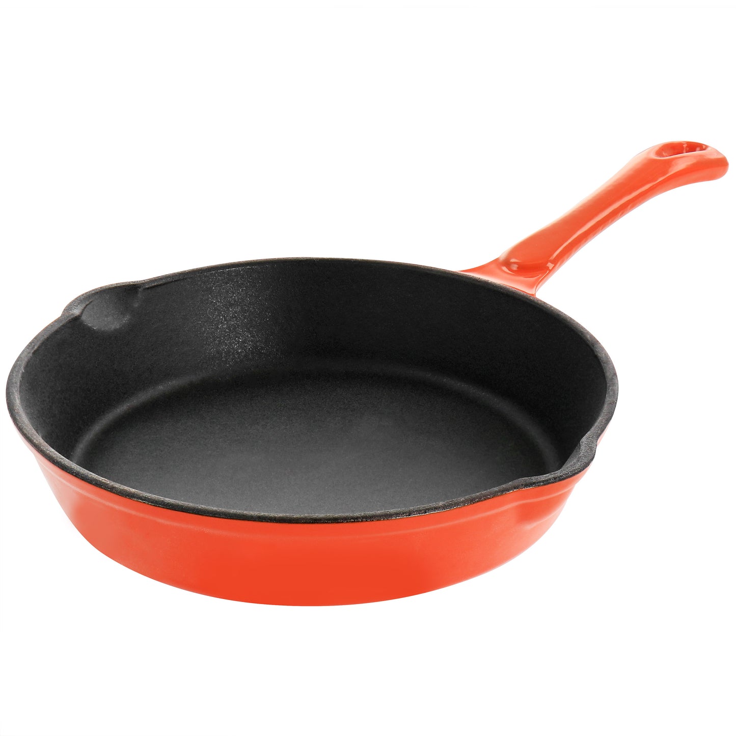 MegaChef Enameled Round 8" PreSeasoned Cast Iron Frying Pan in Orange