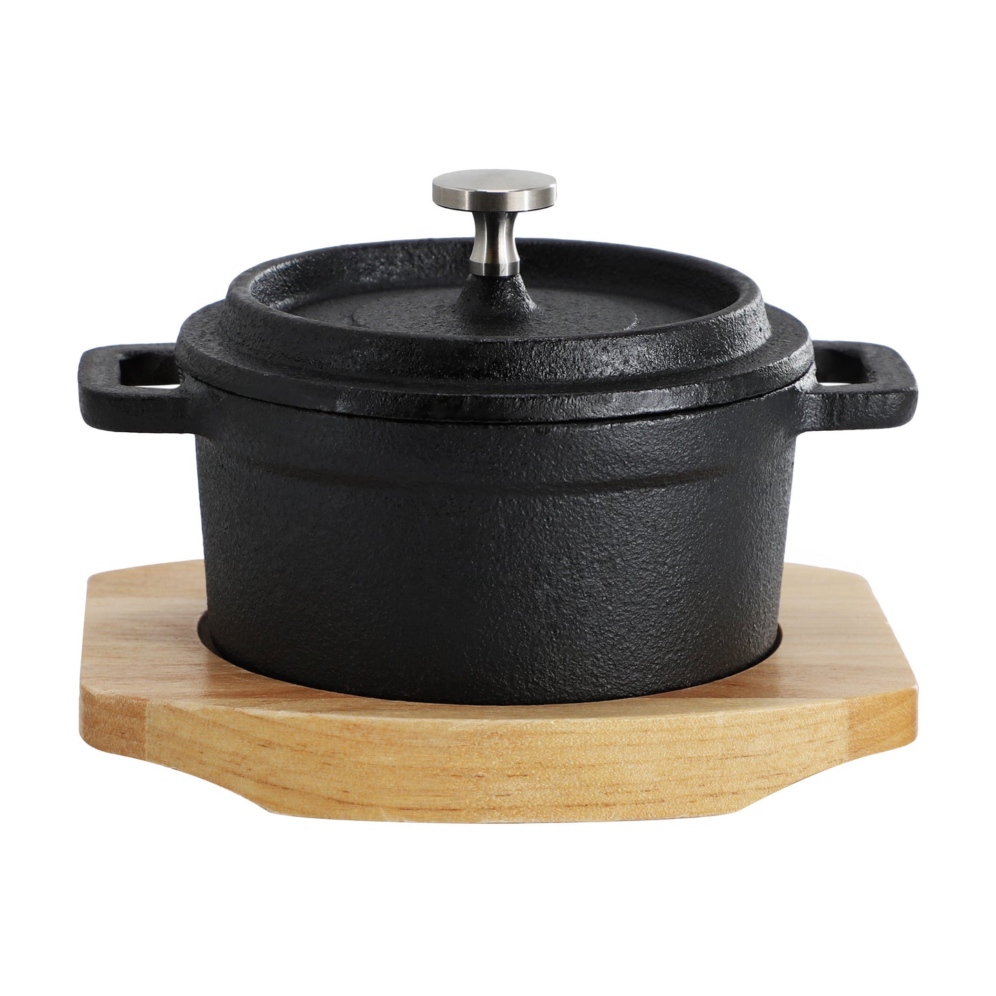 MegaChef Cast Iron 8 oz Mini Dutch Oven w Wood Tray