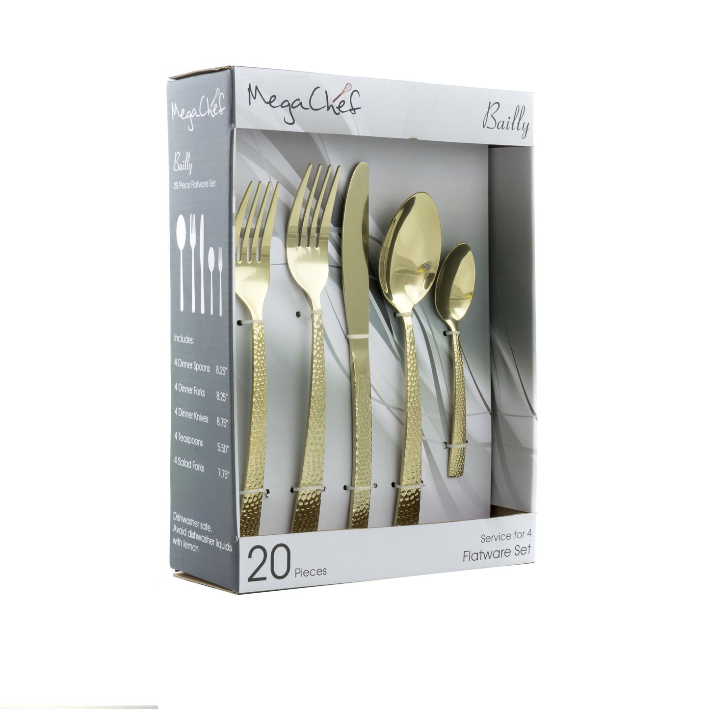 MegaChef Baily 20 Piece Flatware Utensil Set Stainless Steel Silverware Metal