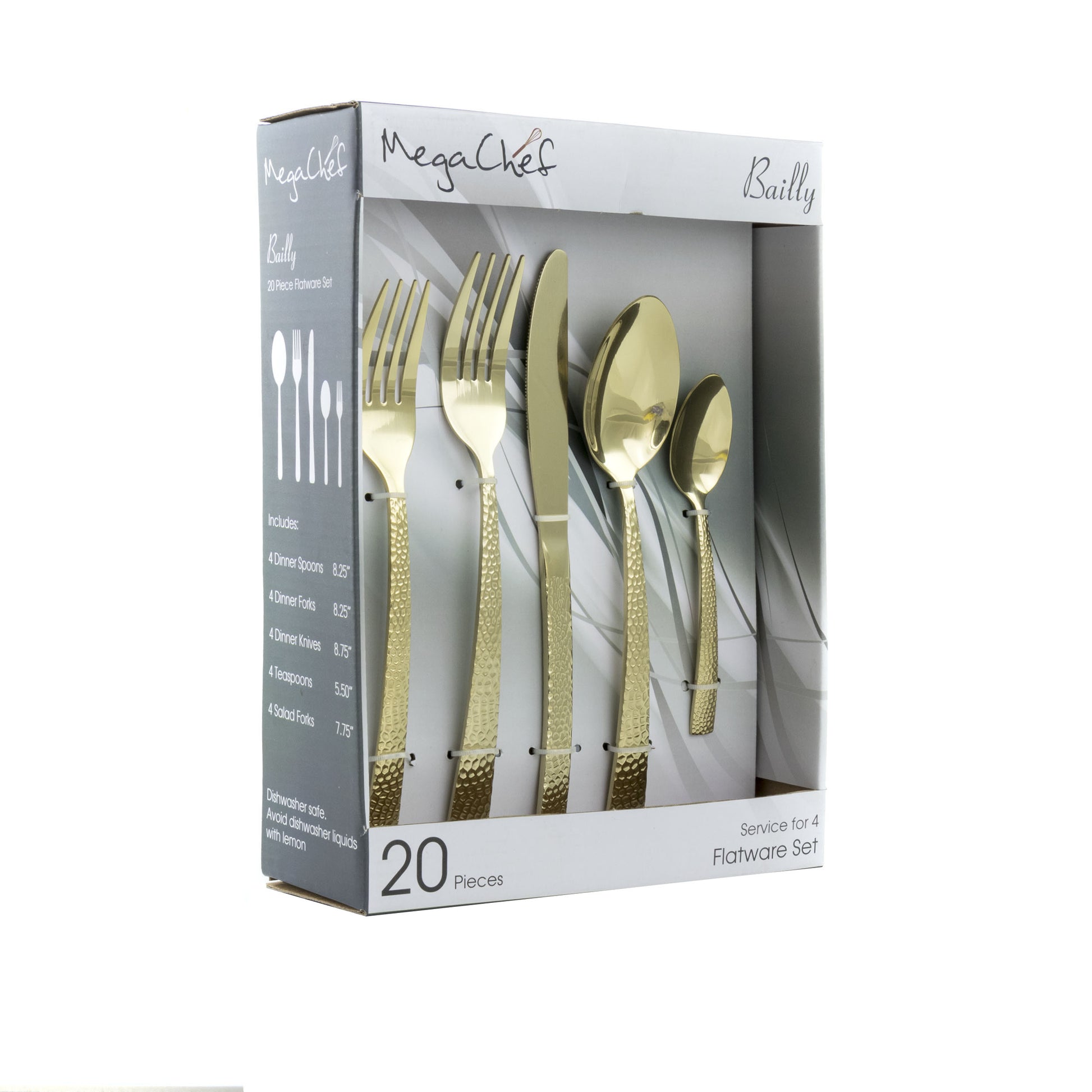 MegaChef Baily 20 Piece Flatware Utensil Set Stainless Steel Silverware Metal