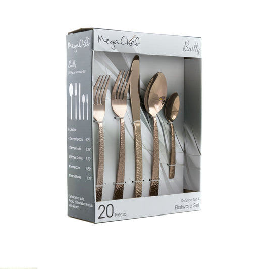 MegaChef Baily 20 Piece Flatware Utensil Set Stainless Steel Silverware Metal