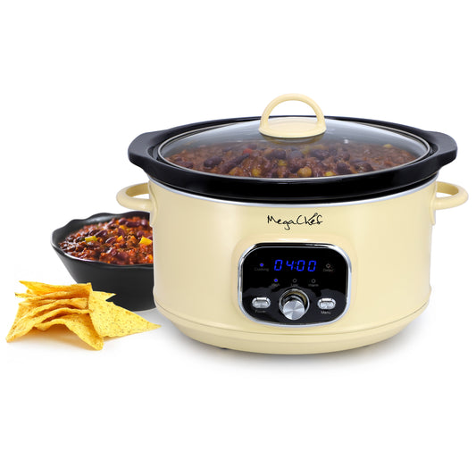 MegaChef 3.7 qt Electric Slow Cooker Ivory