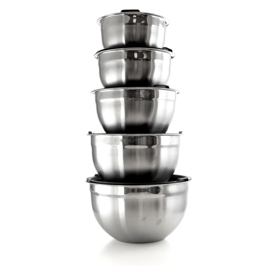 MegaChef 5 pc Multipurpose Stackable Mixing Bowl Set w Lids