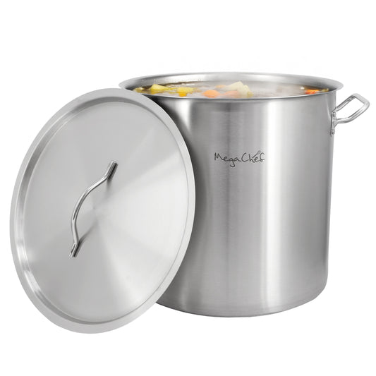 MegaChef Professional Kitchen 25 Liter Large Round Stainless Steel Stock Pot w L