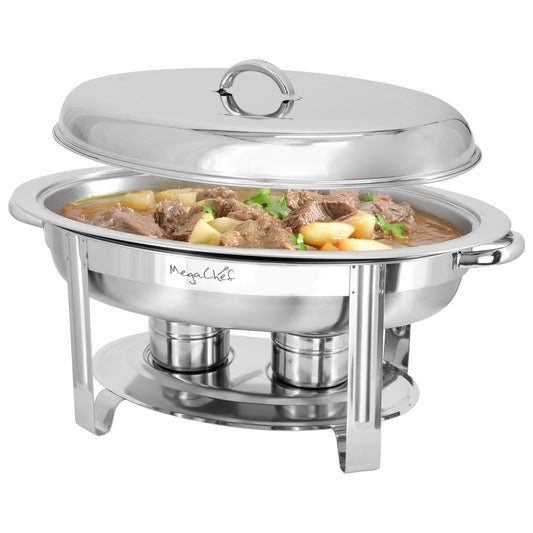 MegaChef 5.8 qt Stainless Steel Oval Professional Chafing Dish/Food Warmer/Buffe