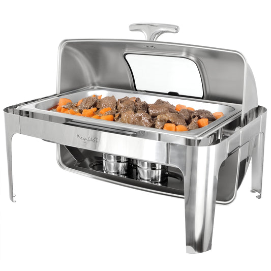 MegaChef 9.5 Qt Oblong Roll Top Stainless Steel Professional Chafing Dish/Food