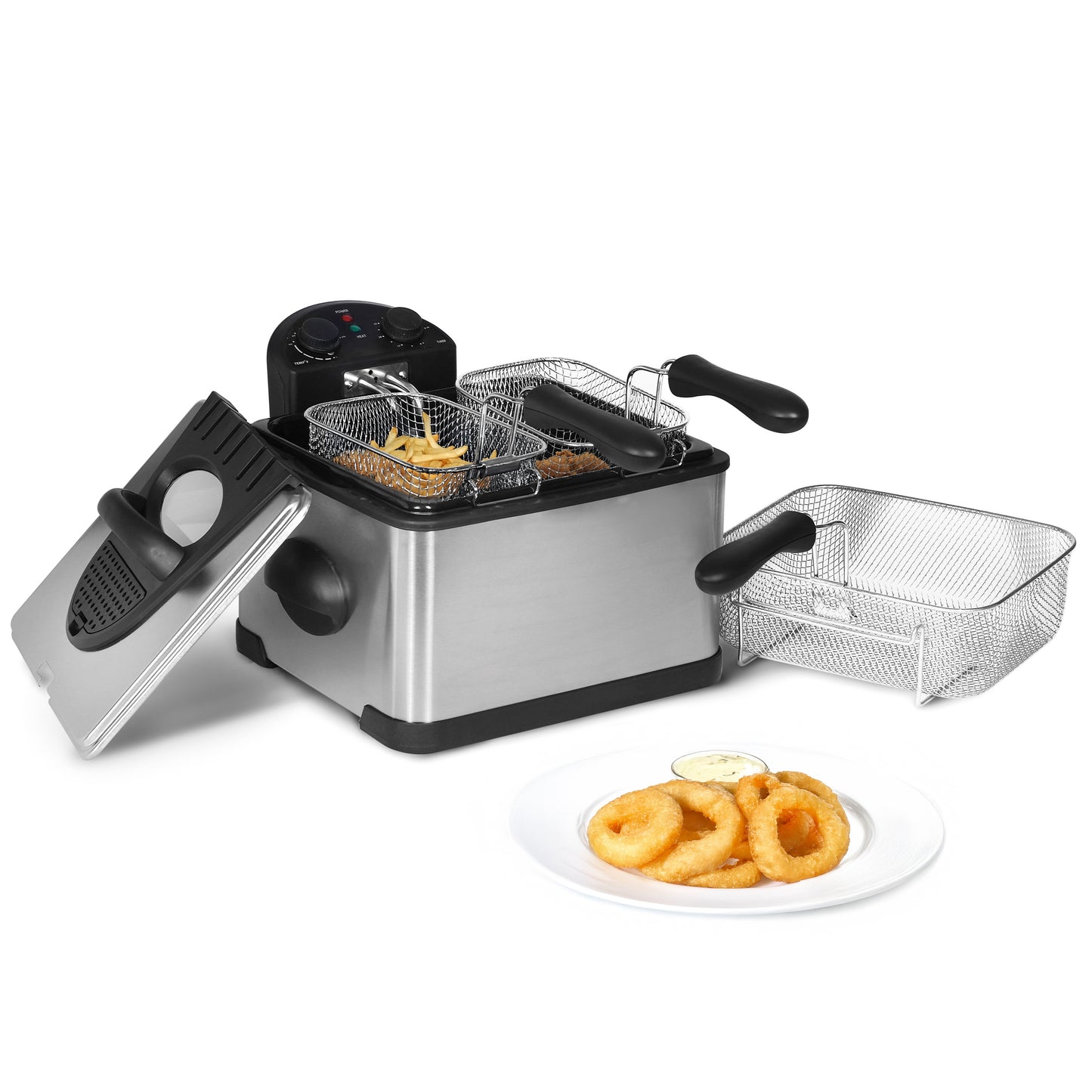 MegaChef 4 Liter Stainless Steel Electric Deep Fryer w Timer