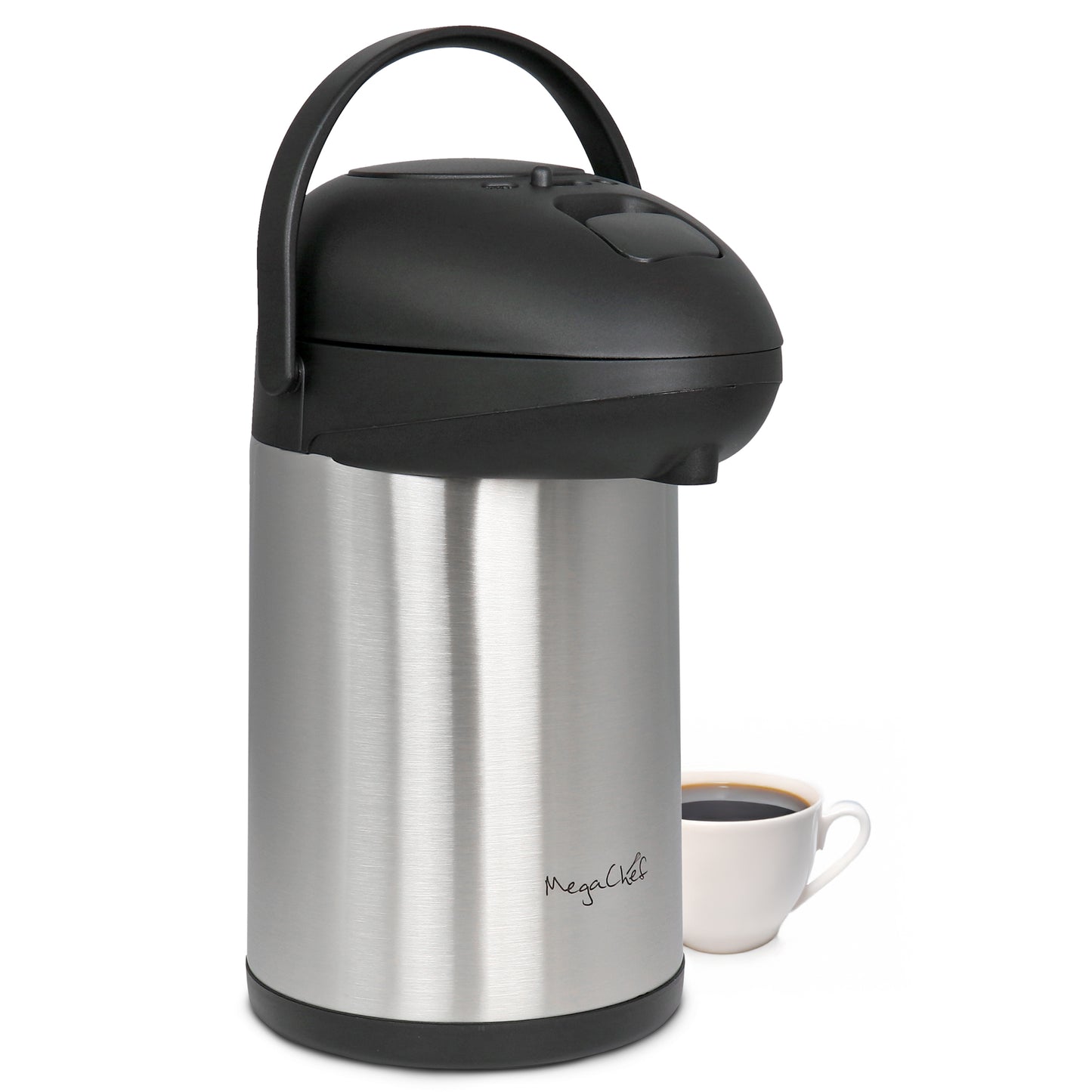 MegaChef 3 Liter Stainless Steel Vacuum Body Pump Cap Air Pot