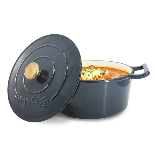 MegaChef 5 Liter Round Enameled Cast Iron Casserole w Self Basting Lid Gradient