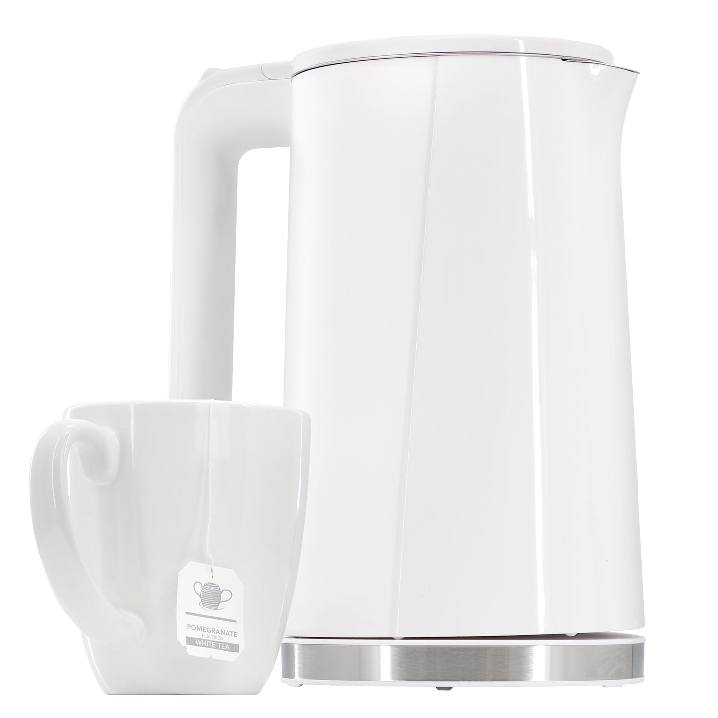 MegaChef 1.8 qt Stainless Steel Electric Tea Kettle White