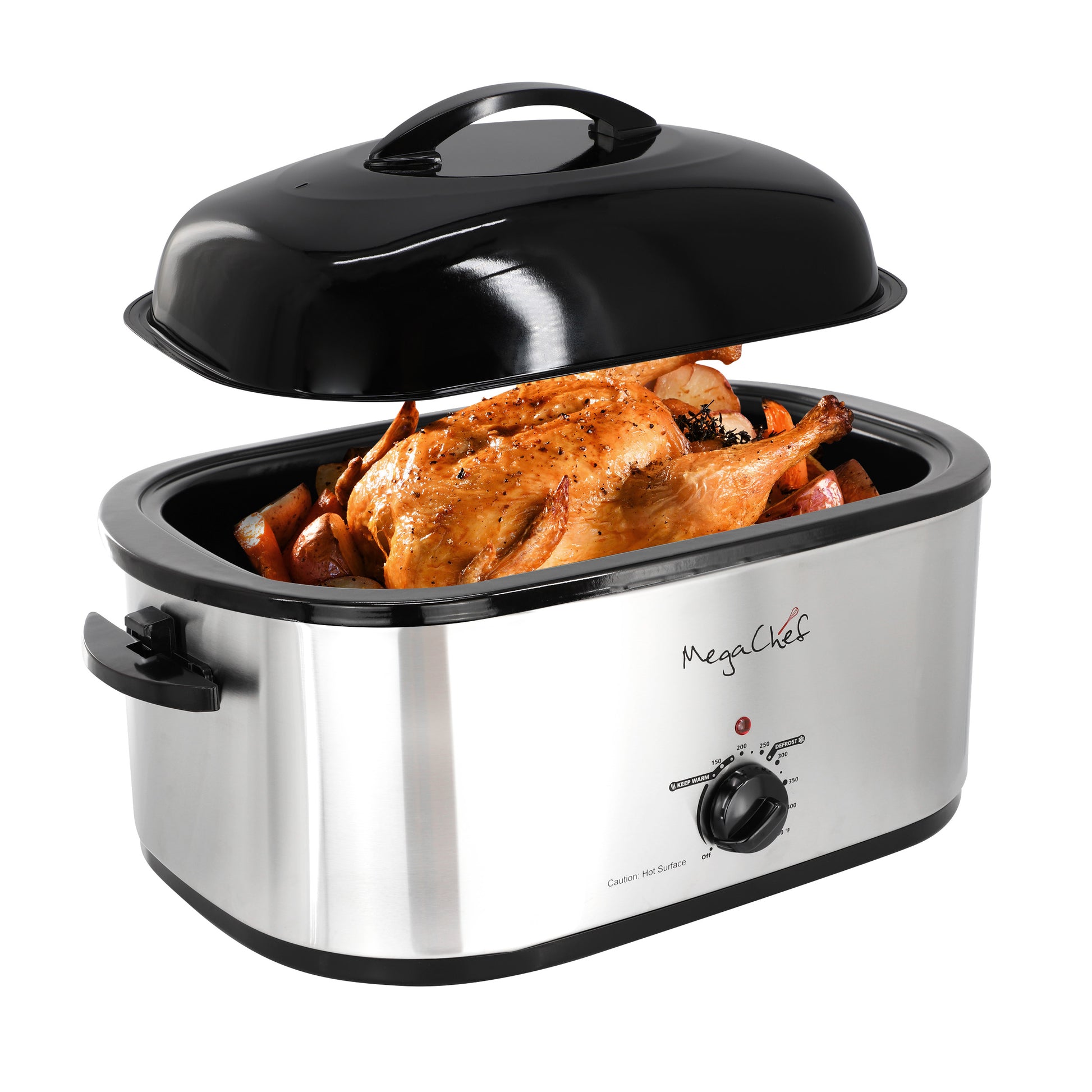 MegaChef 22 Qt Electric Roaster Oven w High Dome Self-Basting Lid