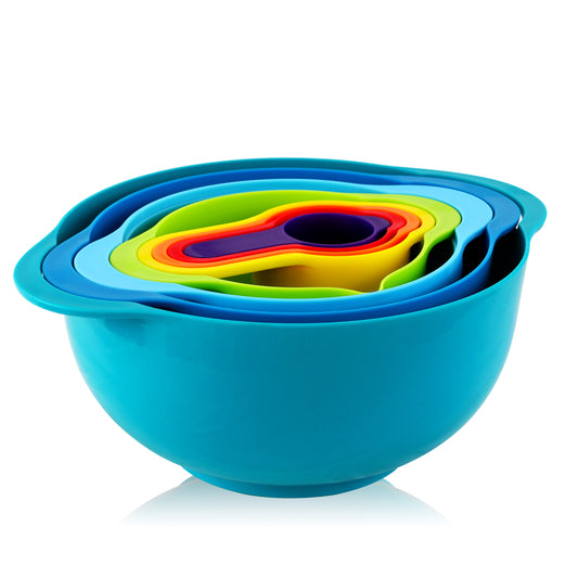 MegaChef Multipurpose Multicolor Stackable Mixing Bowl & Measuring Cup Set