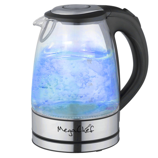 MegaChef 1.7L Glass & Stainless Steel Electric Tea Kettle
