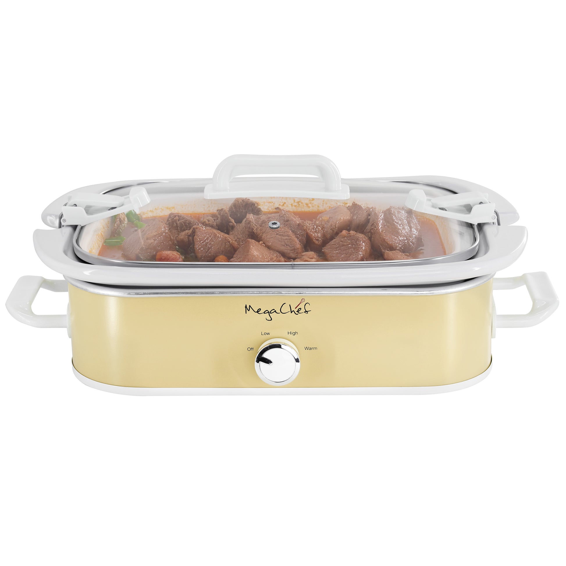 MegaChef 3.5 Qt Casserole Slow Cooker w 3 Temperature Settings in Cream