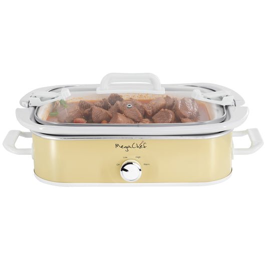 MegaChef 3.5 Qt Casserole Slow Cooker w 3 Temperature Settings in Cream