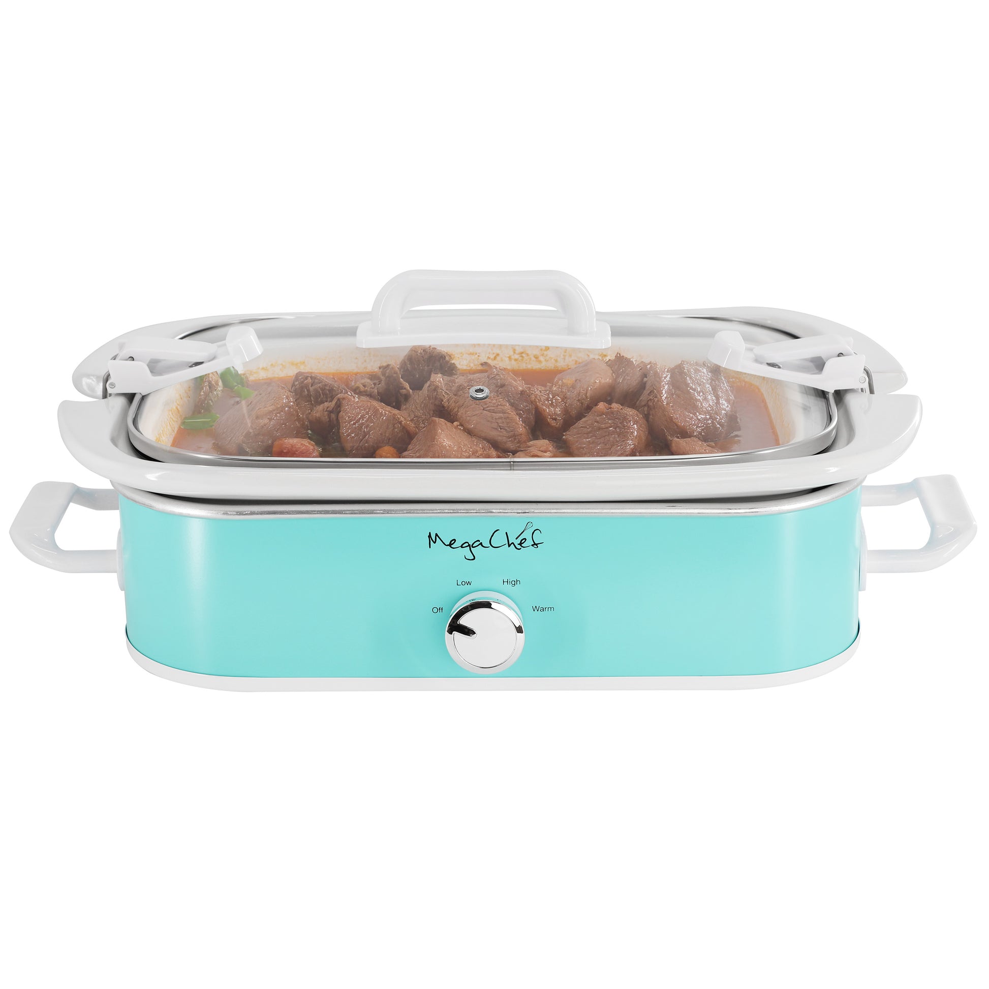 MegaChef 3.5 Qt Casserole Slow Cooker w 3 Temperature Settings in Turquoise