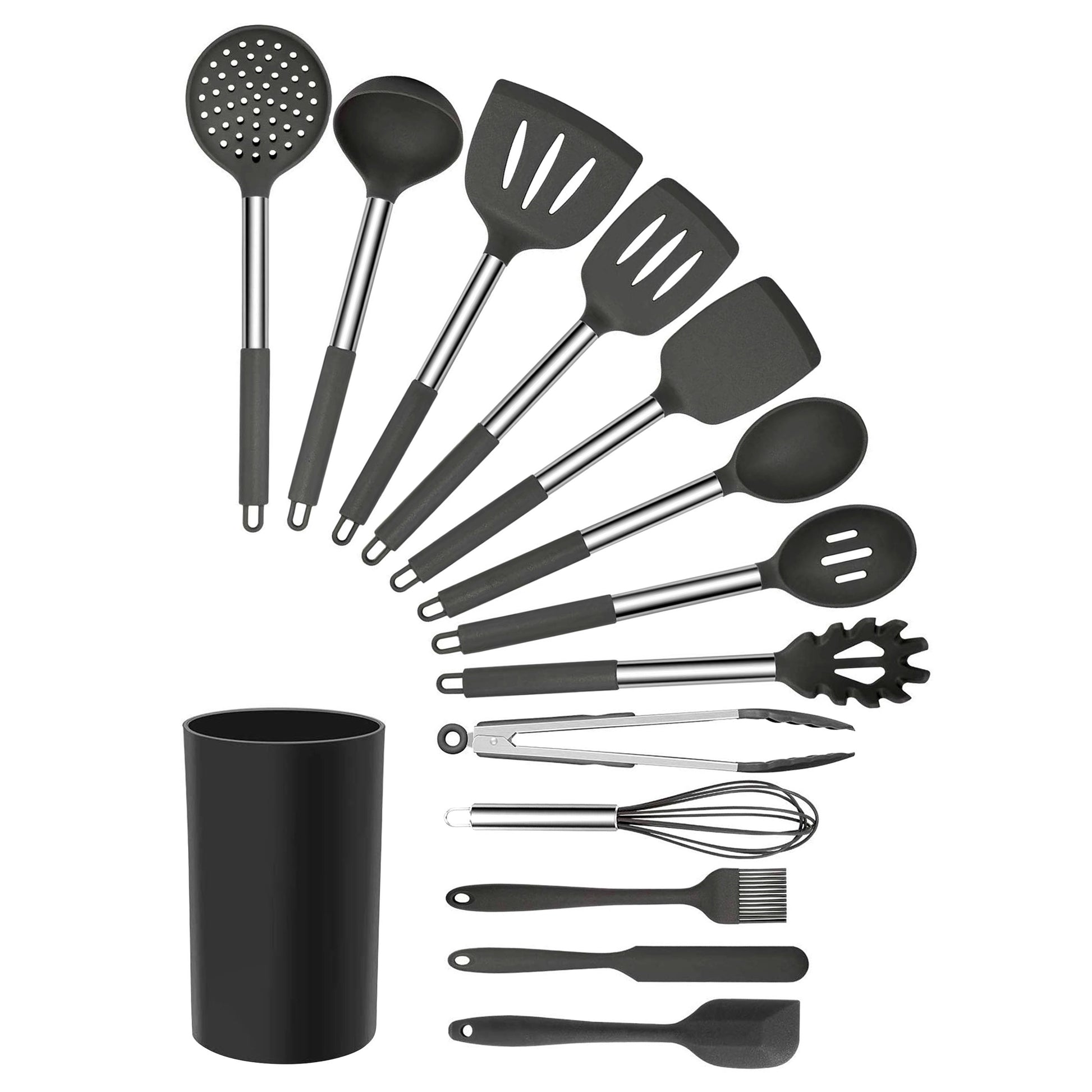 MegaChef Gray Silicone & Stainless Steel Cooking Utensils Set of 14