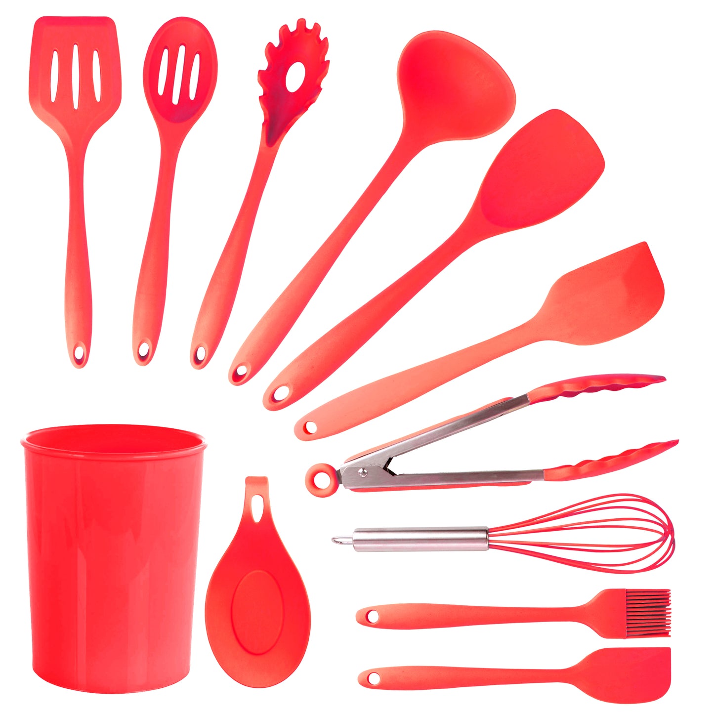 MegaChef Red Silicone Cooking Utensils Set of 12