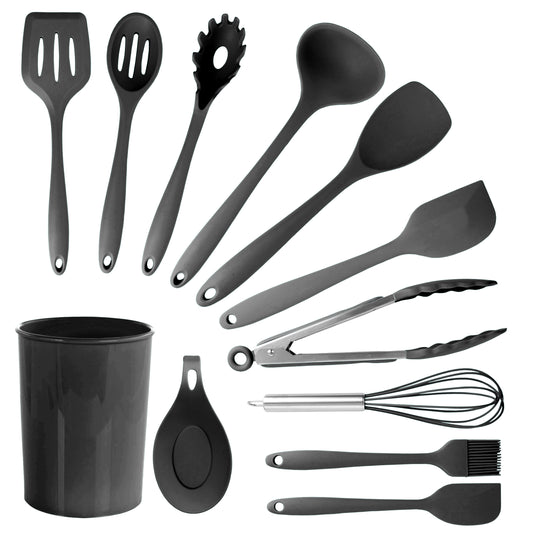 MegaChef Black Silicone Cooking Utensils Set of 12