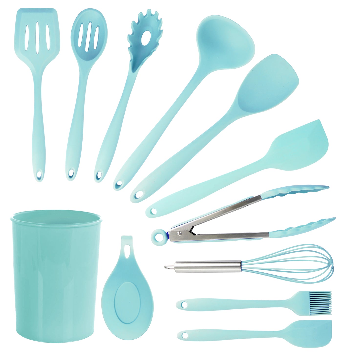 MegaChef Light Teal Silicone Cooking Utensils Set of 12
