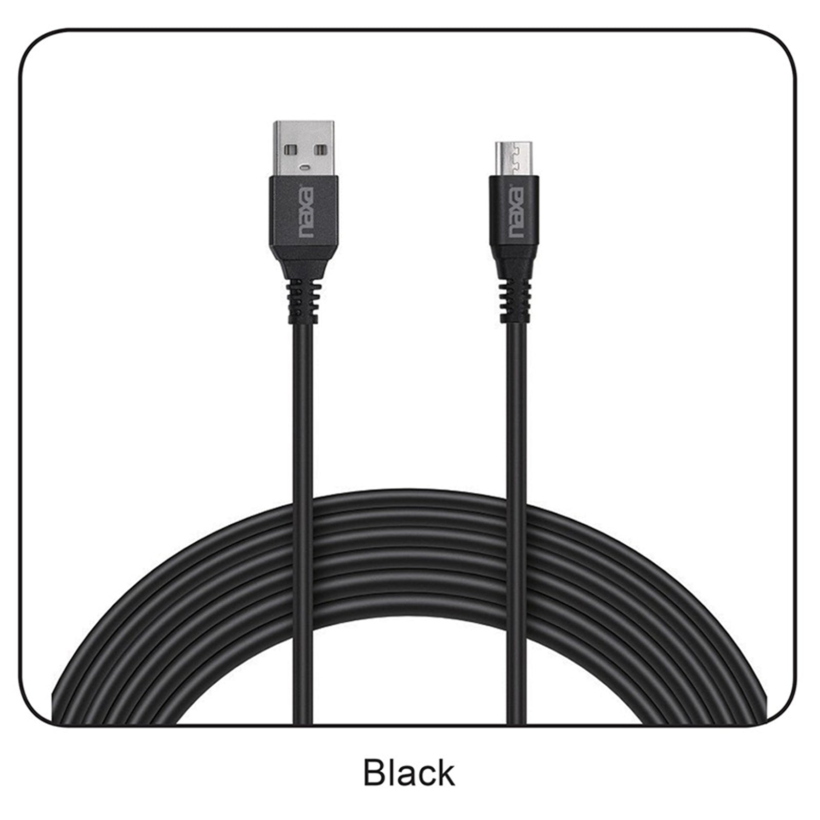 3 Ft. Fast Charge & Sync Round Micro USB Cable-BLACK