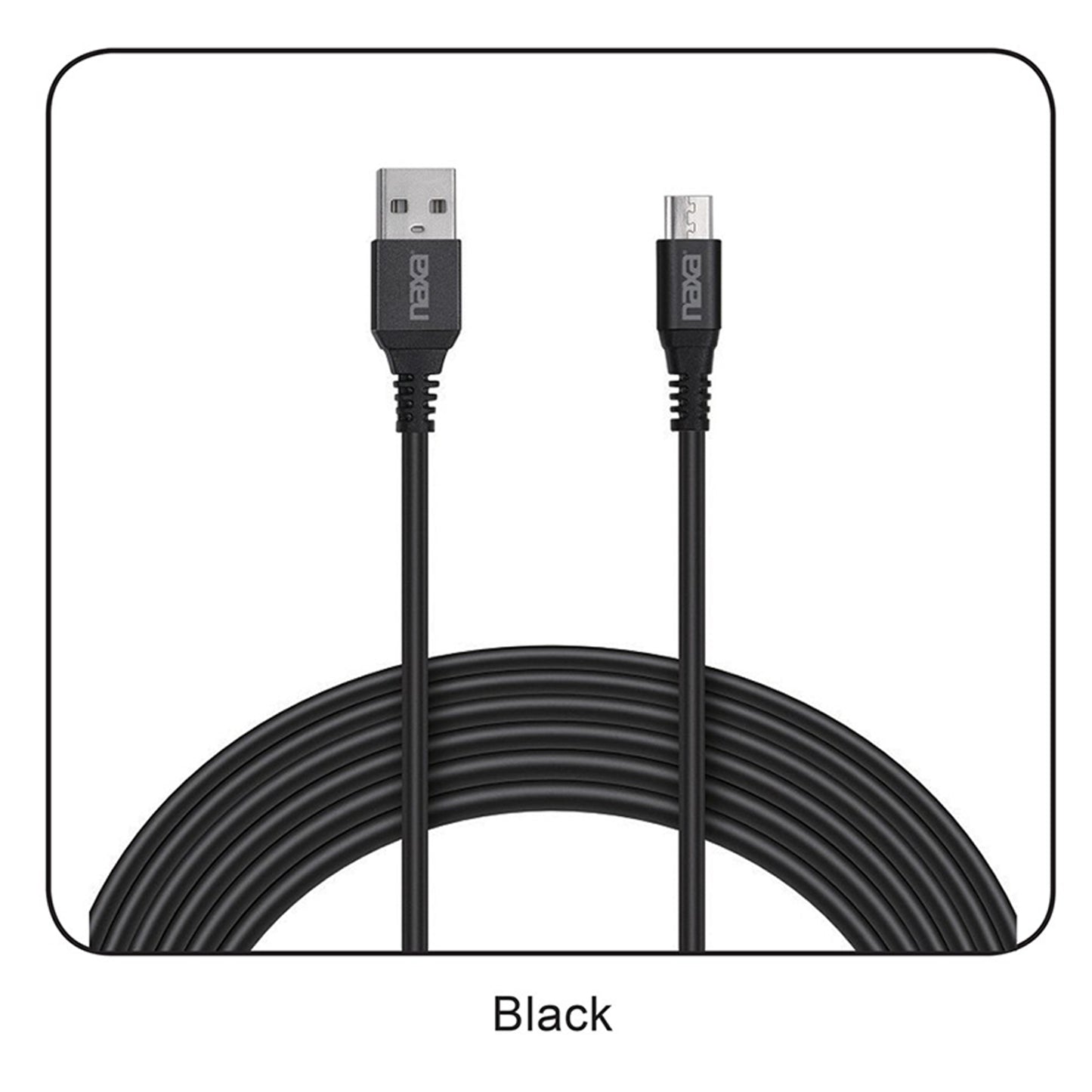 6 Ft. Fast Charge & Sync Round Micro USB Cable-BLACK