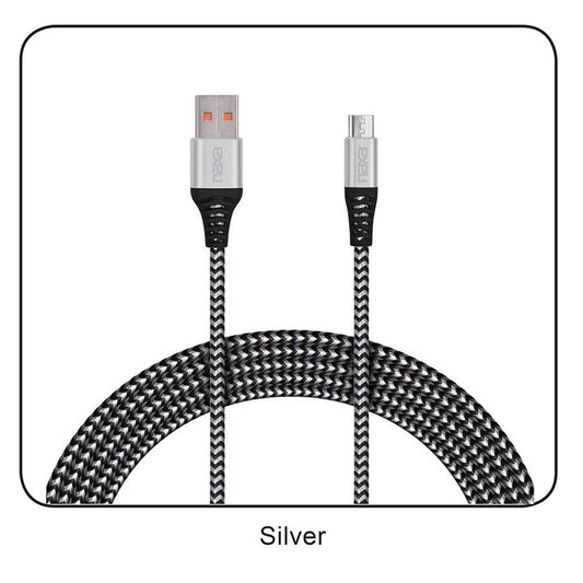 3 Ft. Fast Charge & Sync 2-Tone Braided Micro USB Cable-SILVER