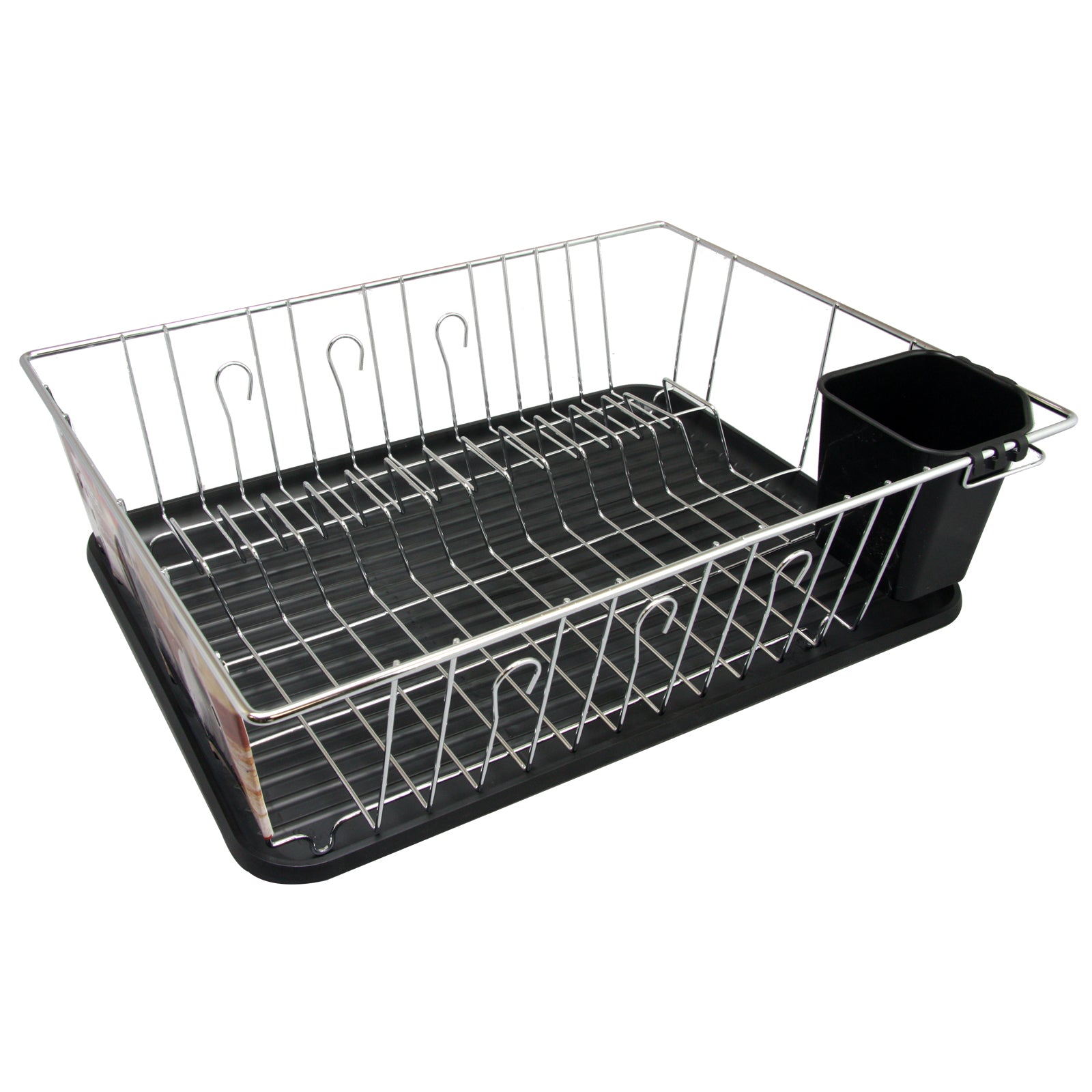 Better Chef 16" Chrome Dish Rack w Black Draining Tray