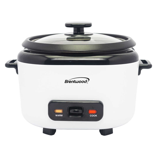 Brentwood 10-Cups Cooked Rice Cooker in White w Steam Tray