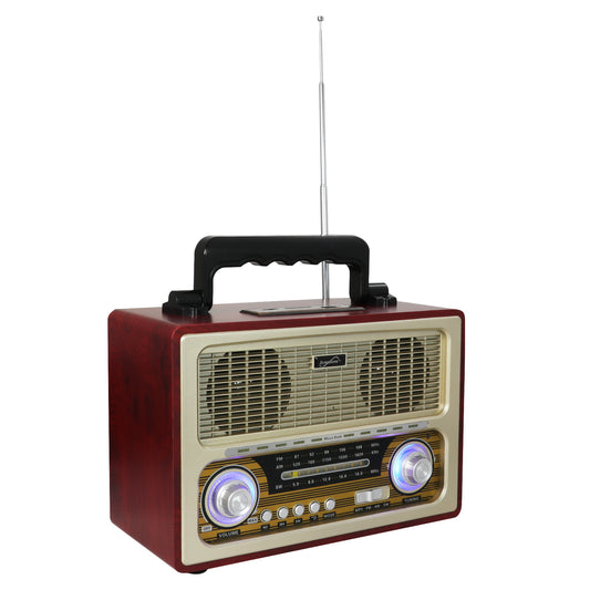 SuperSonic Vintage Retro Multifunction Bluetooth Speaker w Rechargeable Battery