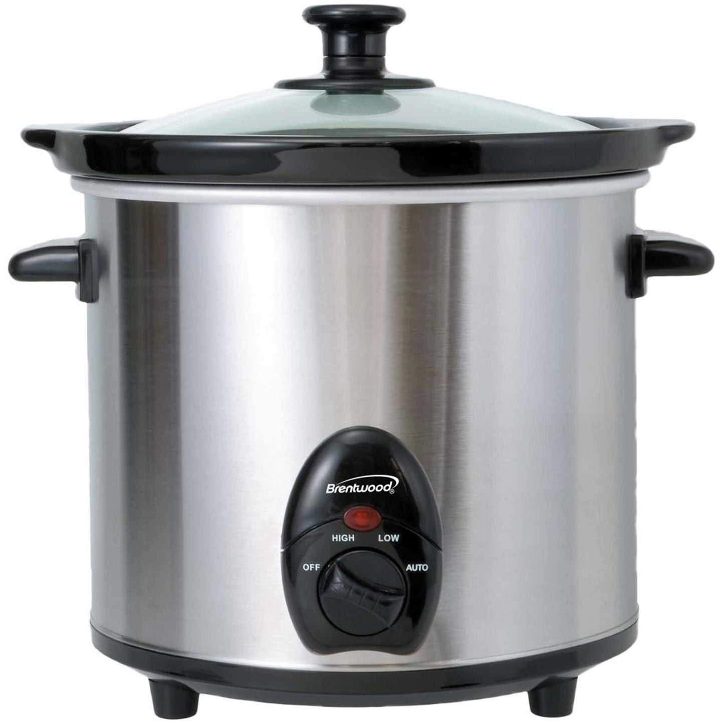 Brentwood 170W 3 Quart Stainless Steel Slow Cooker SC-130S 3 Settings Tempered
