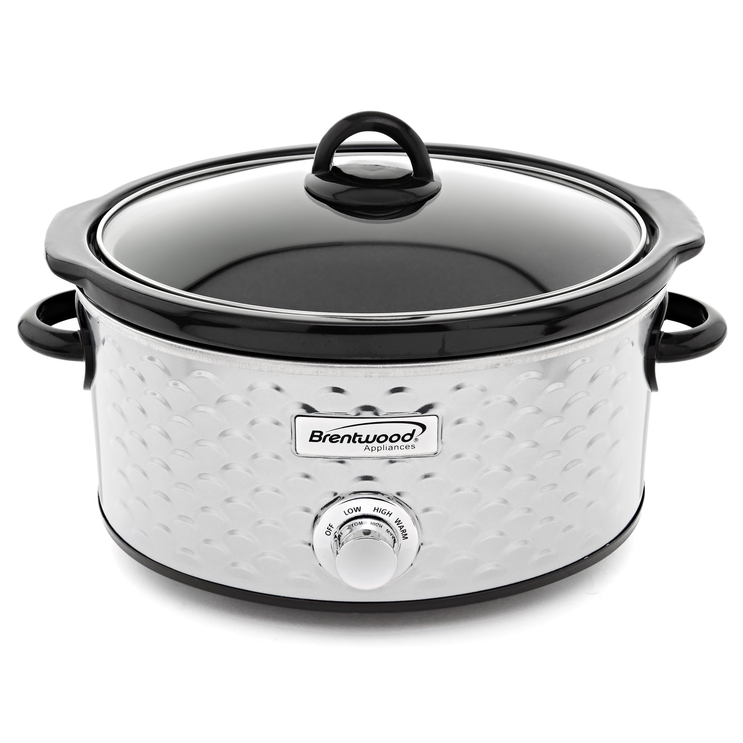 Brentwood Scallop Pattern 4.5 Qt Slow Cooker in Stainless Steel